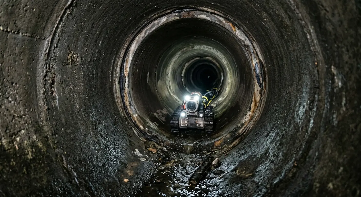 Robotic sewer camera inspecting pipe interior for Sewer Line Repair in Mount Healthy